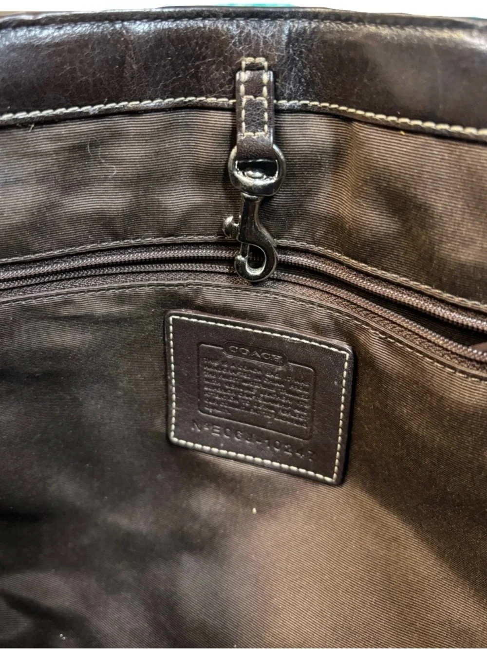 Coach Signature Jacquard Shoulder Bag in Dark Brown and Black